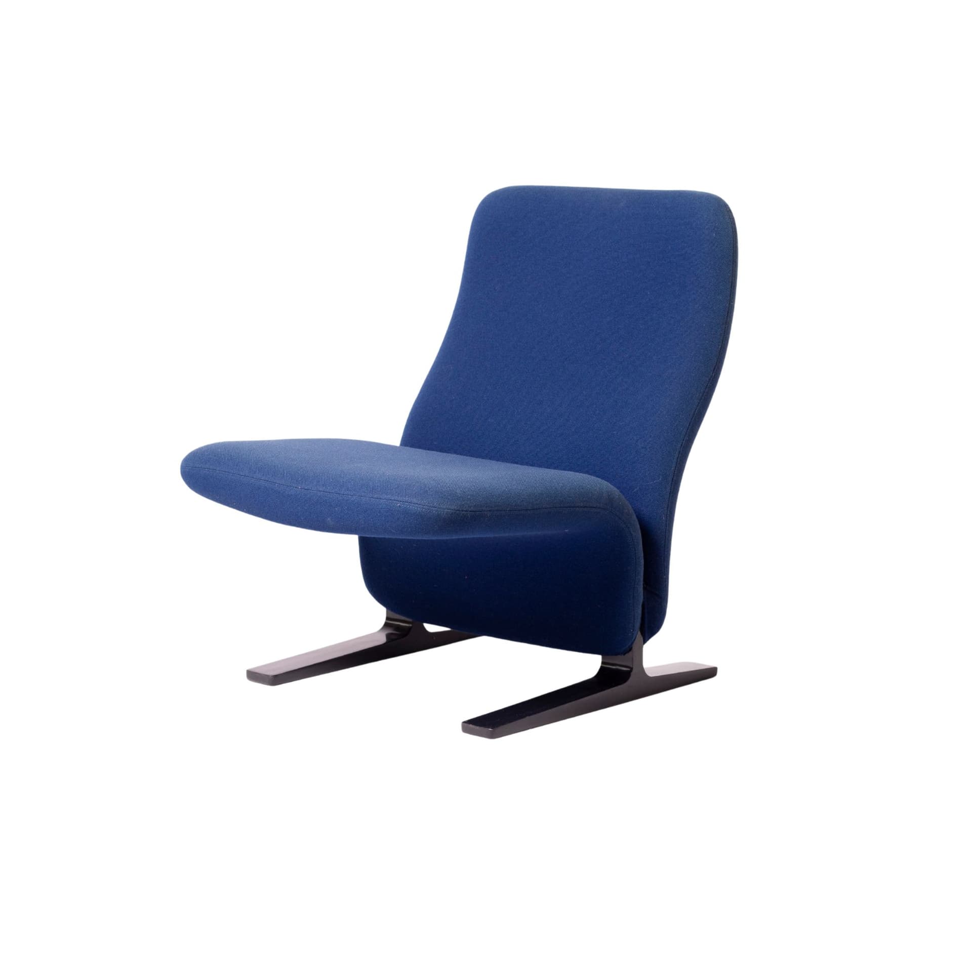 Fotel Concorde, wełna niebieska, aluminium czarne, proj. P. Paulin, Artifort, Holandia, lata 90.