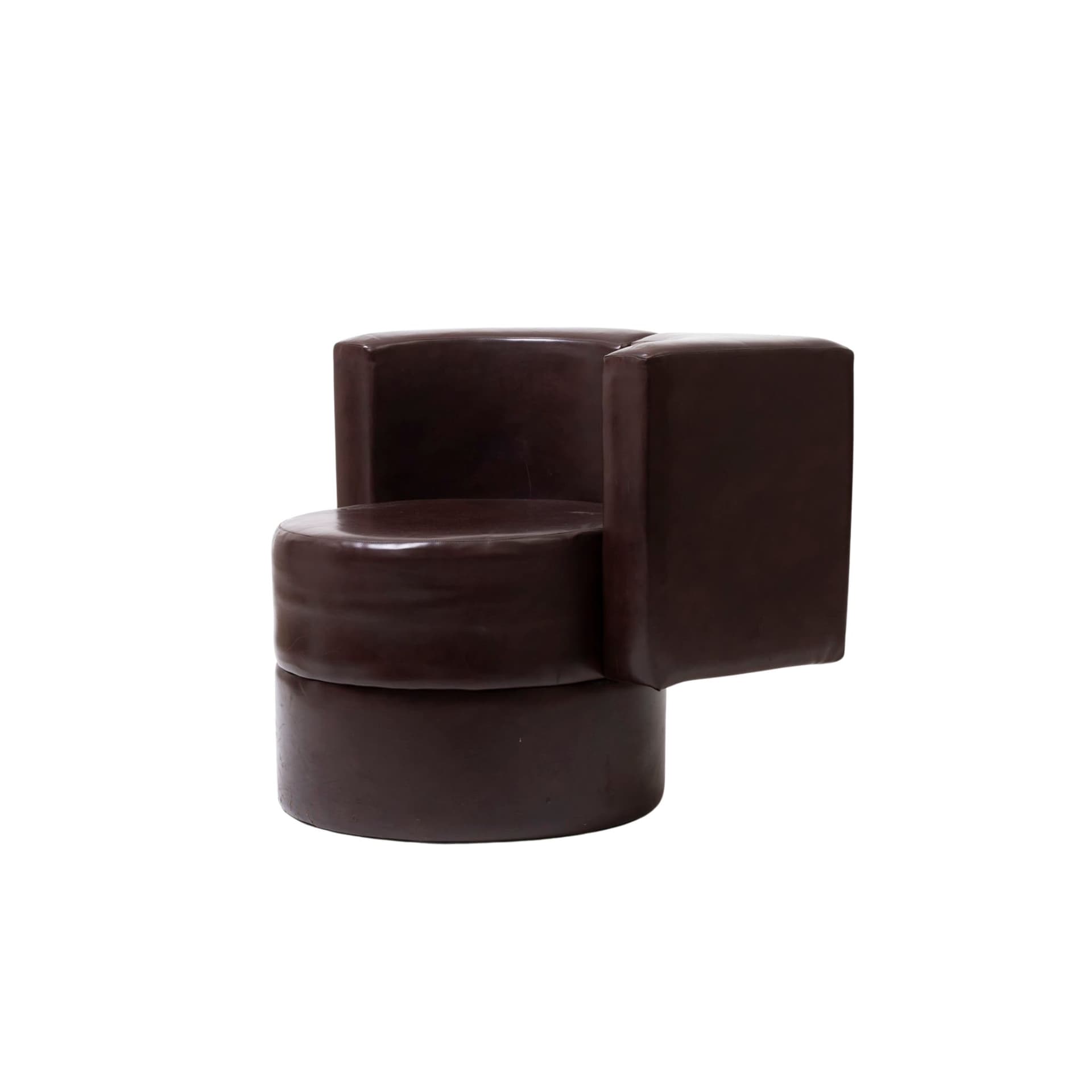 Fotel klubowy, brązowy, skaj, Słowacja, lata 70.