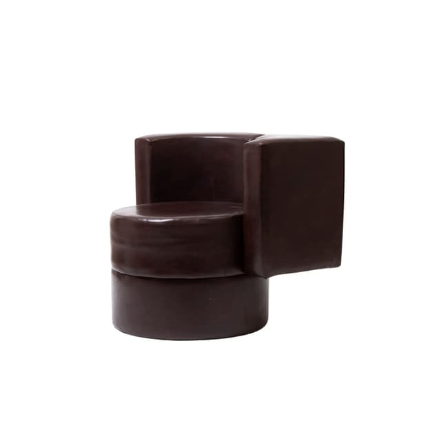 Fotel klubowy, brązowy, skaj, Słowacja, lata 70. - WYMIARY