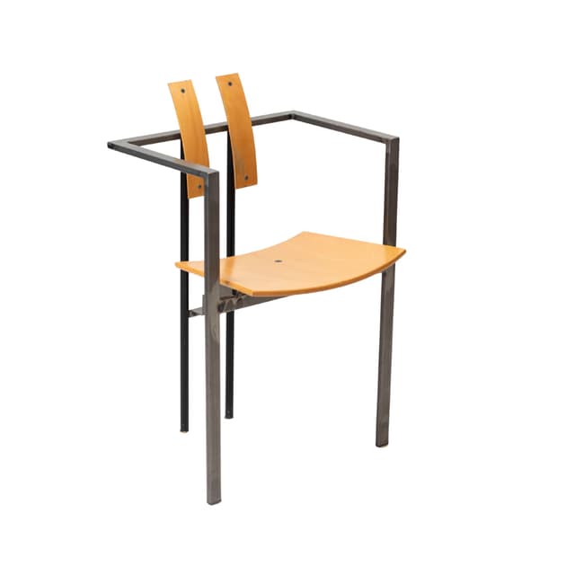 Krzesło Trix, stal nierdzewna, sklejka brązowy jasny, proj. K.-F. Förster, Niemcy, lata 80. - WYMIARY