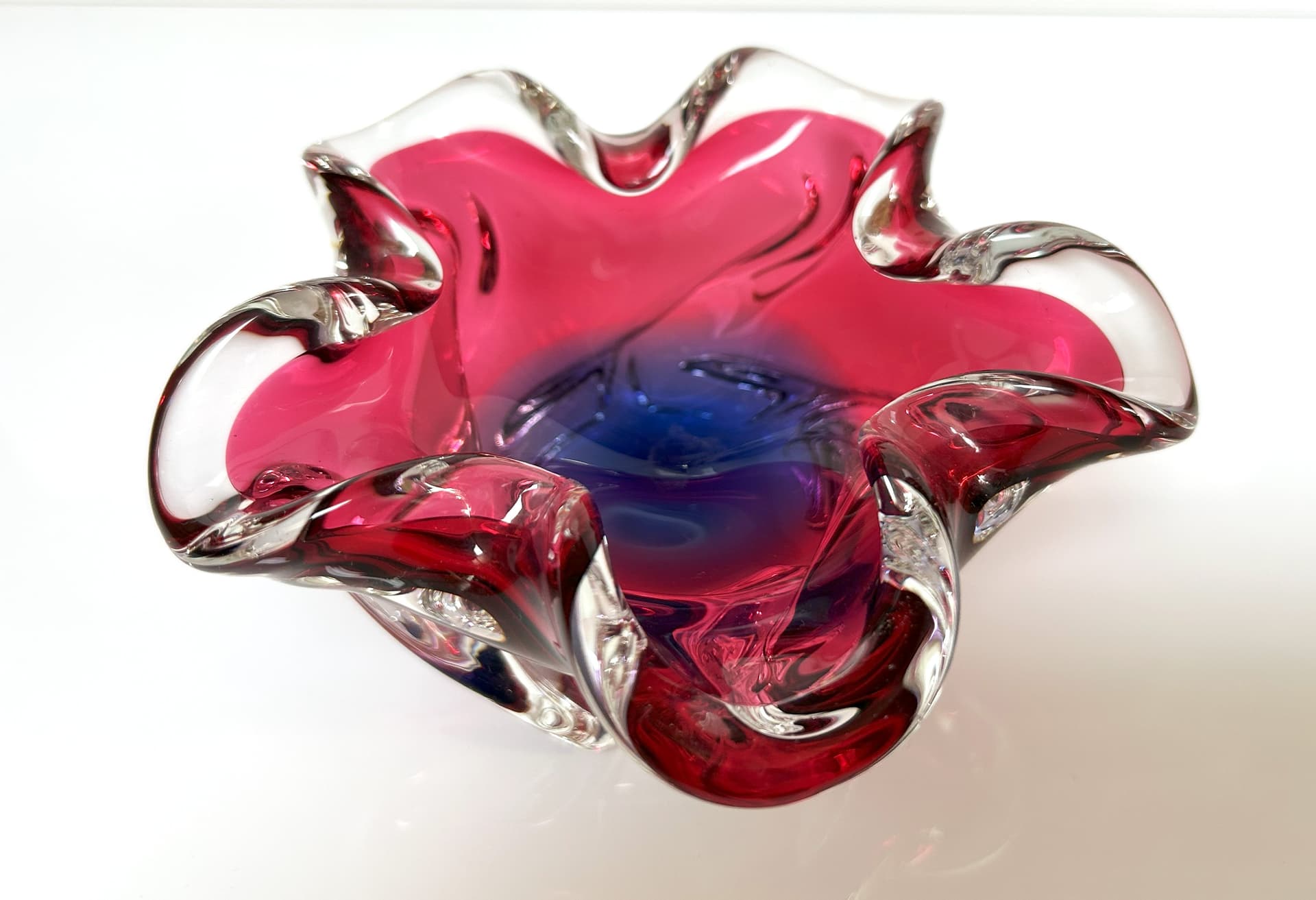 Artistic platter, multicolor glass, 1960s. - 95525