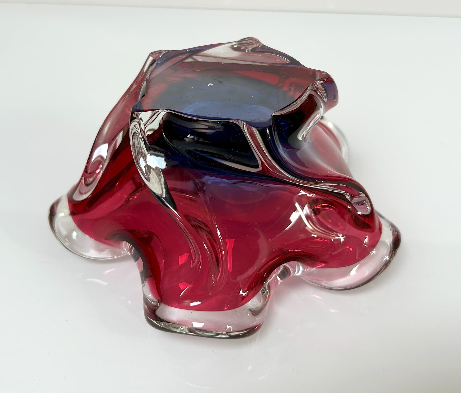 Artistic platter, multicolor glass, 1960s. - 95524