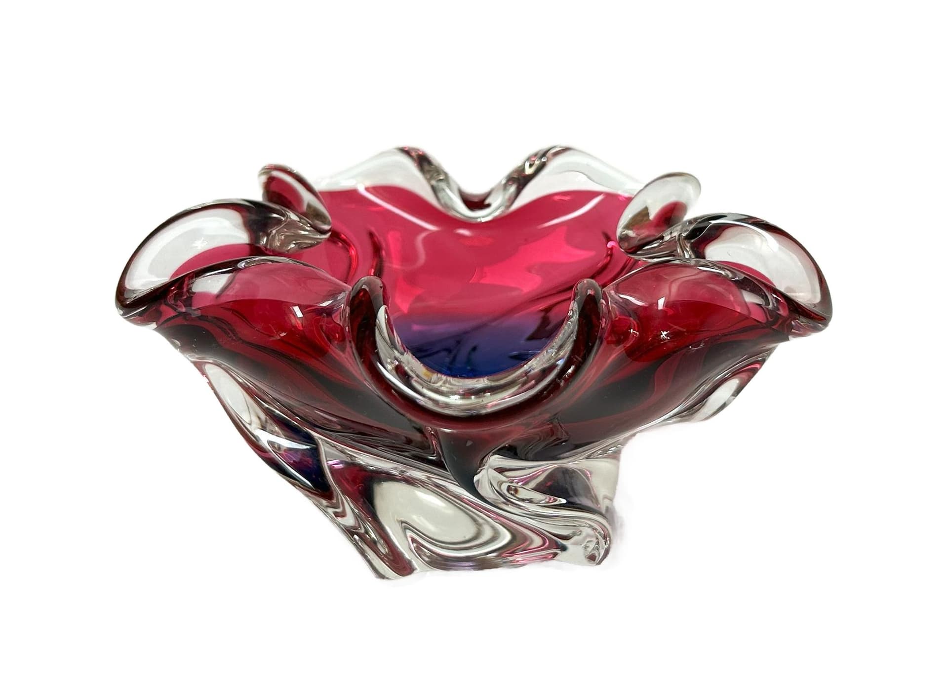 Artistic platter, multicolor glass, 1960s.