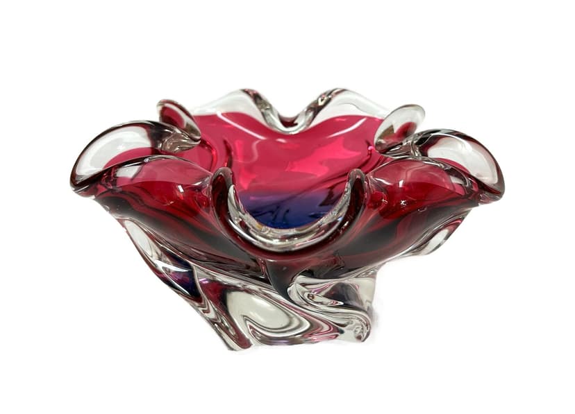 Artistic platter, multicolor glass, 1960s.