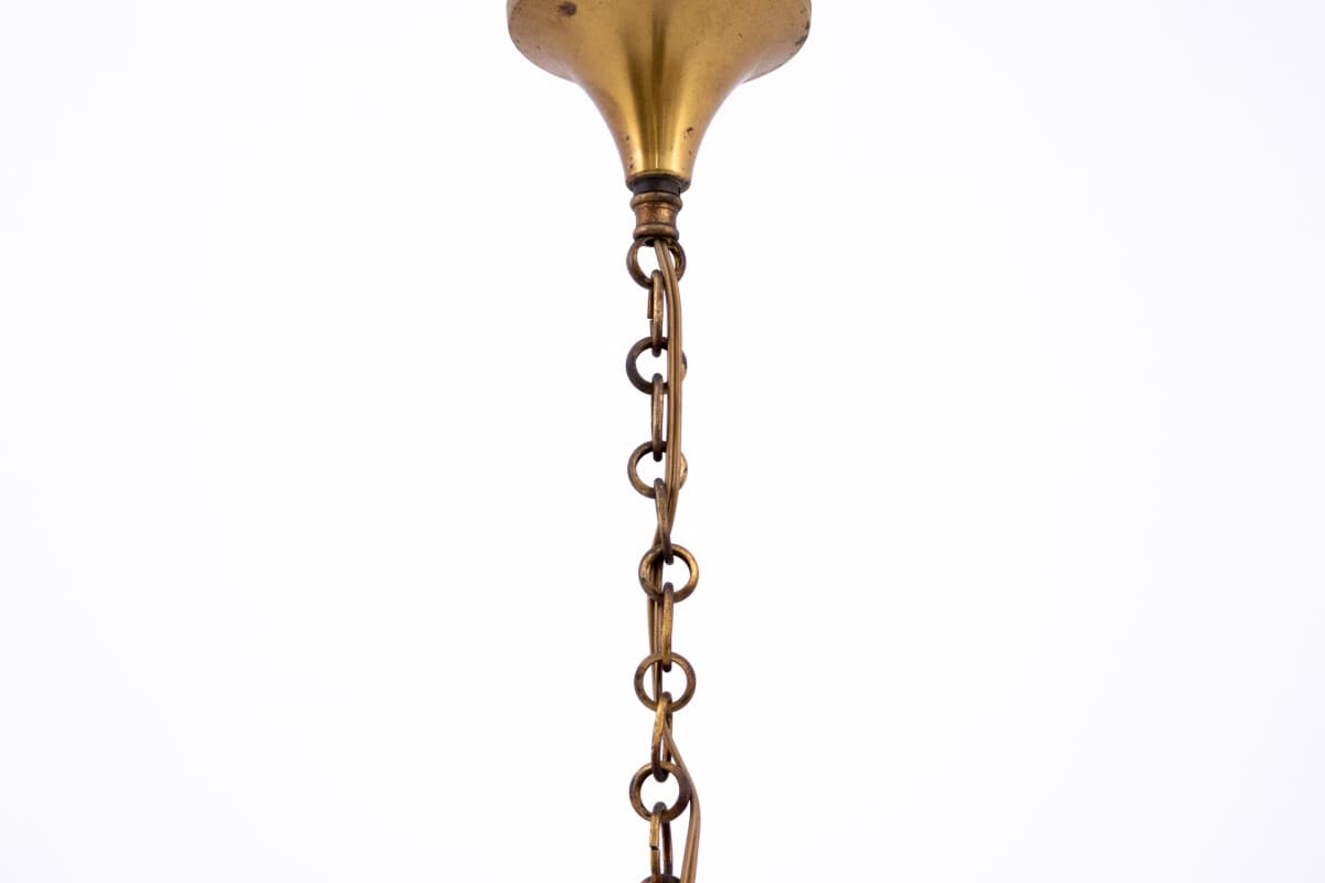 Złota mosiężna lampa wisząca, Francja, lata 60. - 57834