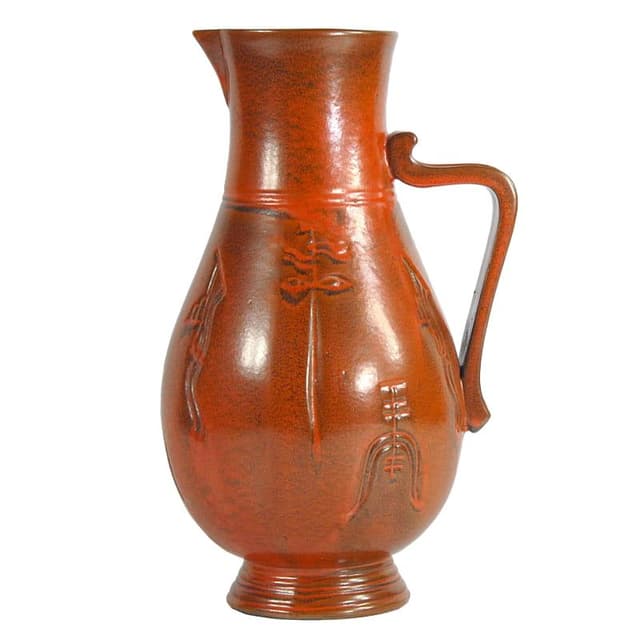 Czerwony wazon fajansowy, Art Deco, Niemcy, lata 30. - WYMIARY