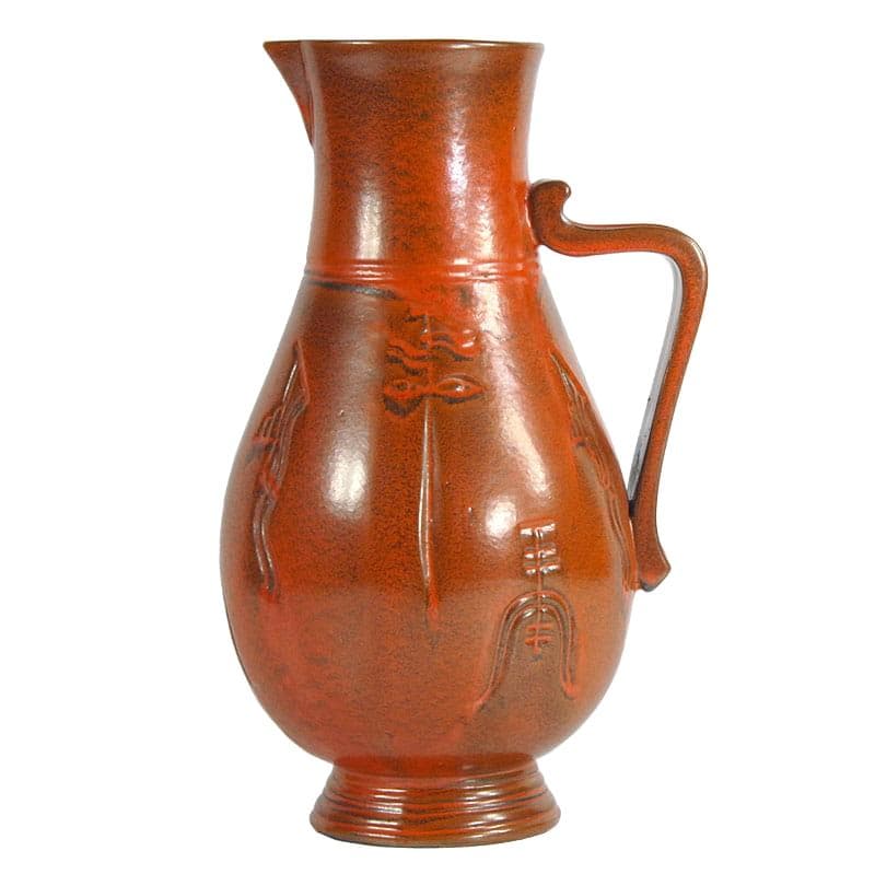 Czerwony wazon fajansowy, Art Deco, Niemcy, lata 30.