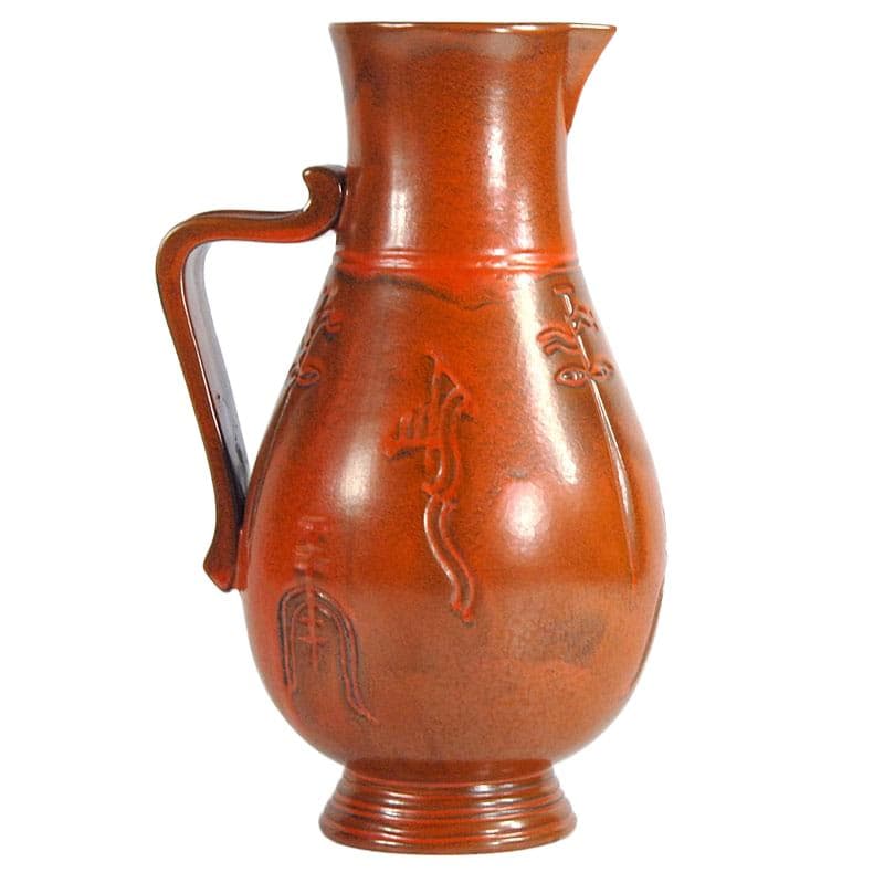 Czerwony wazon fajansowy, Art Deco, Niemcy, lata 30. - 7146