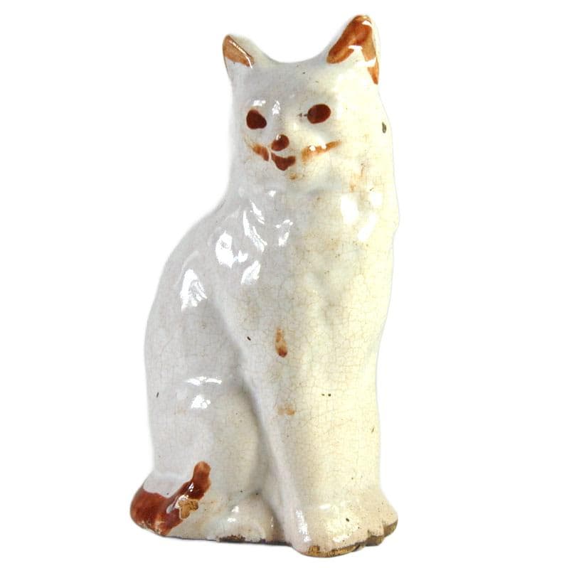 Kremowobiały ceramiczny kot skarbonka, Staffordshire, Anglia, XVIII/XIX w. - 7129