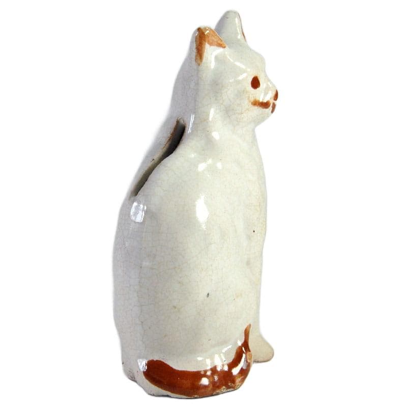 Kremowobiały ceramiczny kot skarbonka, Staffordshire, Anglia, XVIII/XIX w. - 7132