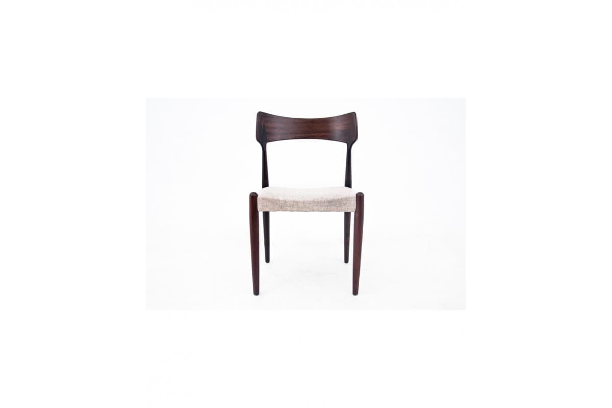 Dark Wooden Round Dining Table with Chairs, by Bernhard Pedersen & Son, Denmark, 1960s - 58179