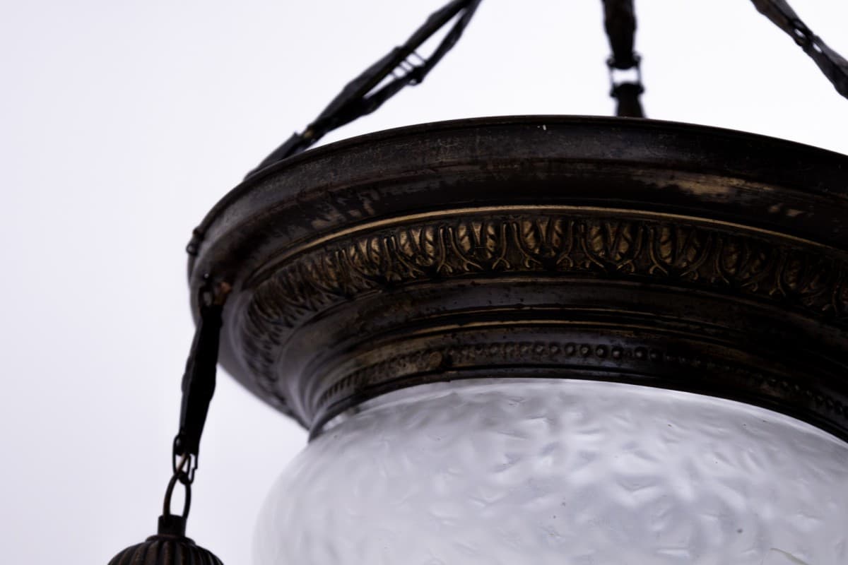 Brązowy żyrandol art déco, Polska, lata 40. - 57809