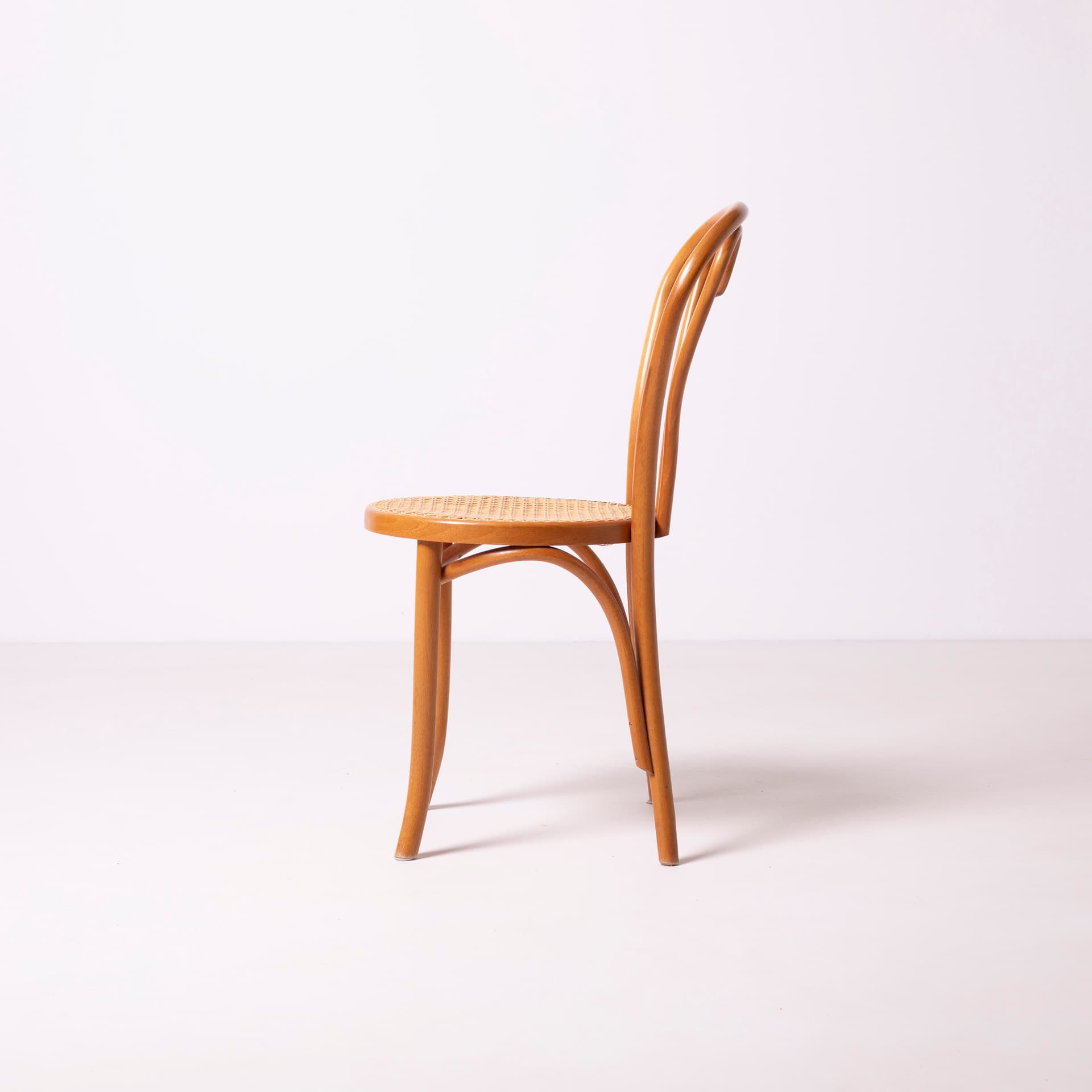 Set of Heart chairs, light brown beech, beige rattan, FAMEG Radomsko, Poland, 1980s. - 96263