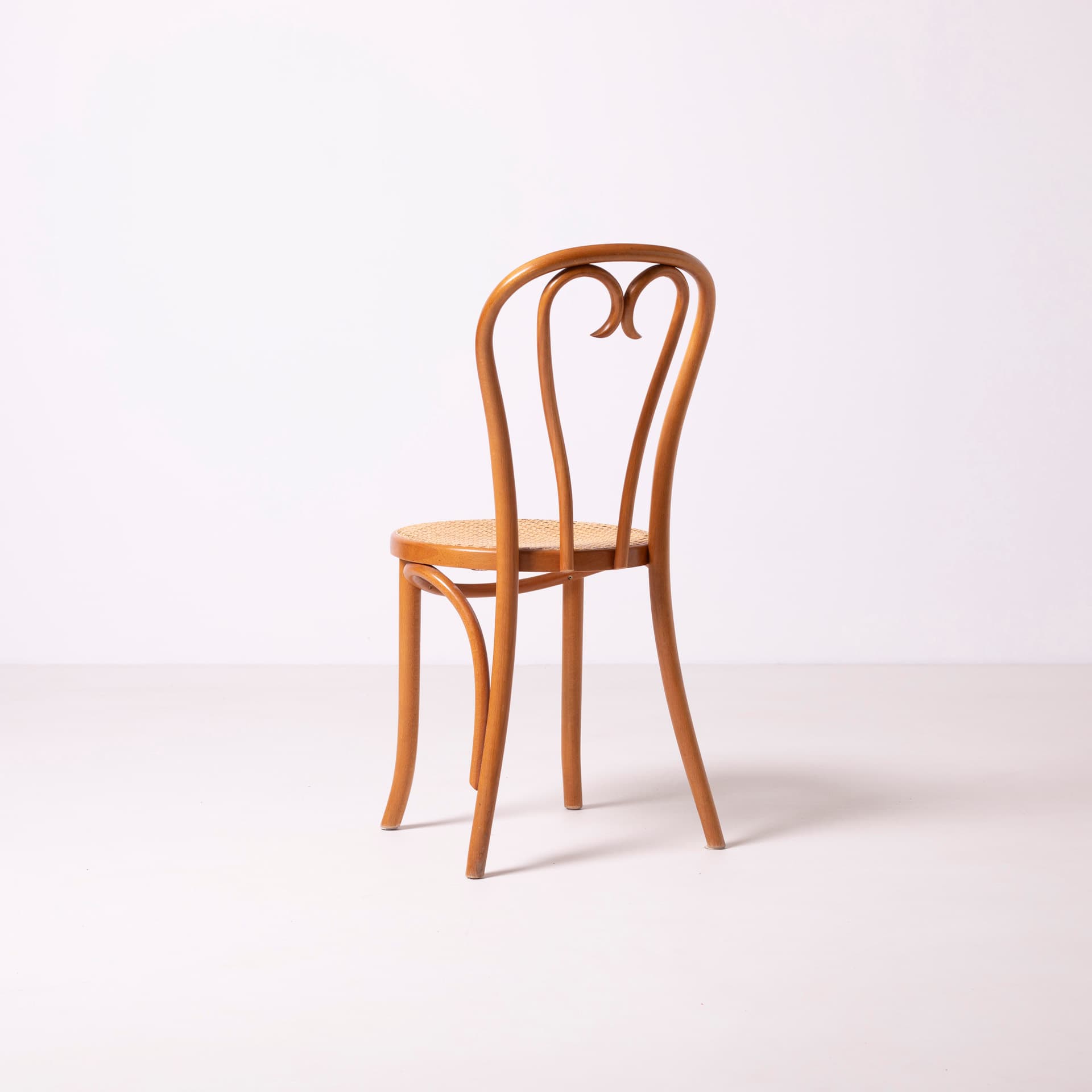 Set of Heart chairs, light brown beech, beige rattan, FAMEG Radomsko, Poland, 1980s. - 96265