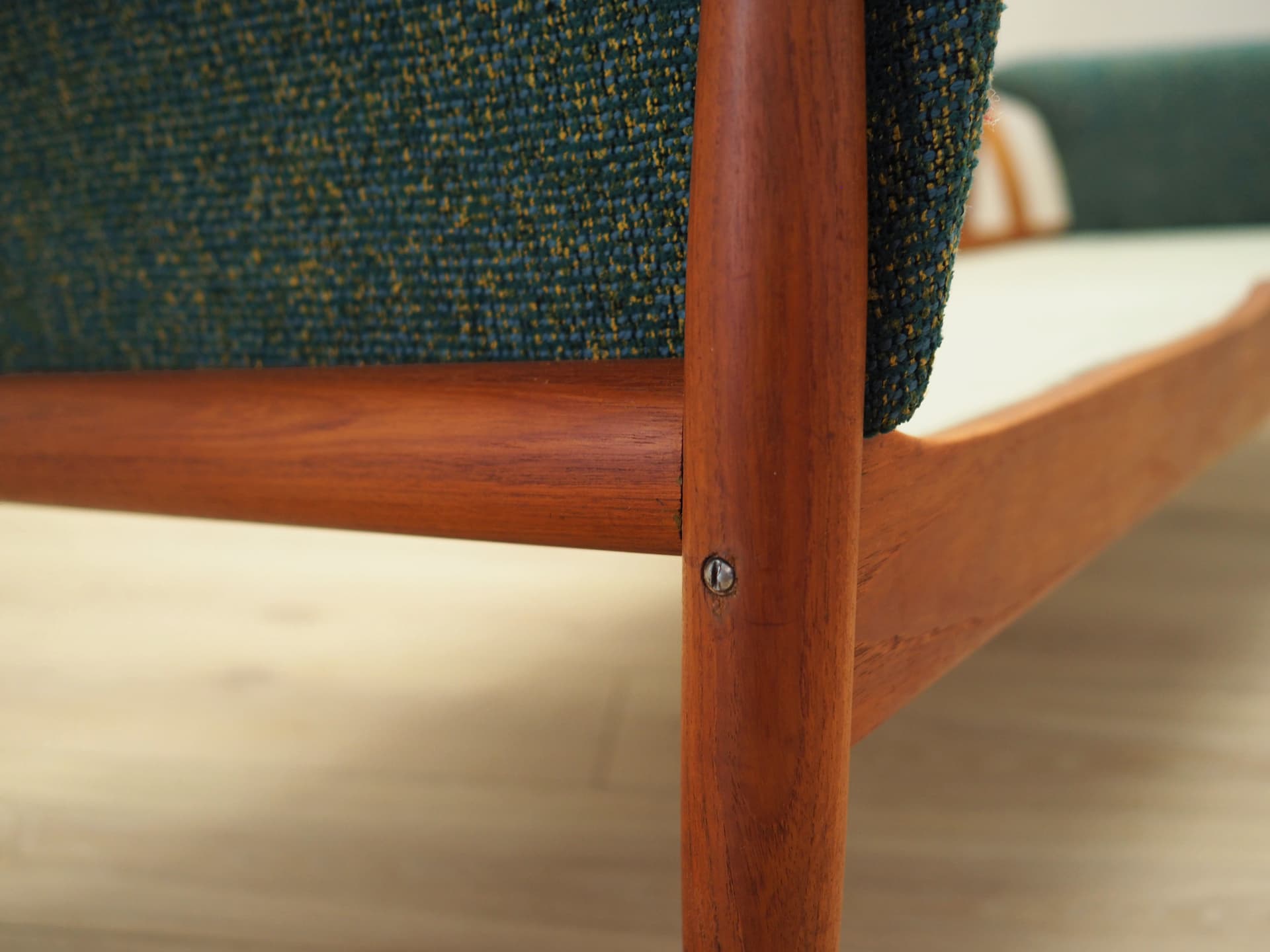 Komplet sofa i fotel, zielony, wełna, teak, proj. G. Jalk, France & Søn, Dania, lata 60. - 96843