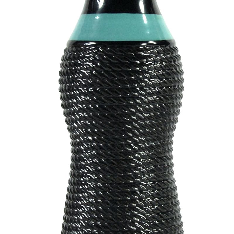 Black Ceramic Vase with Turquoise Accents, Italy, 1960s - 7182