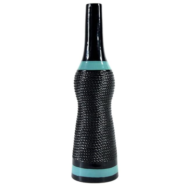 Black Ceramic Vase with Turquoise Accents, Italy, 1960s - DIMENSION
