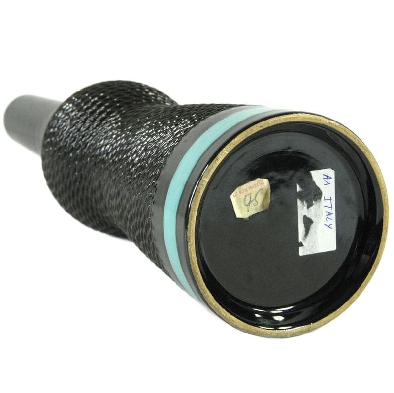 Black Ceramic Vase with Turquoise Accents, Italy, 1960s - 7188