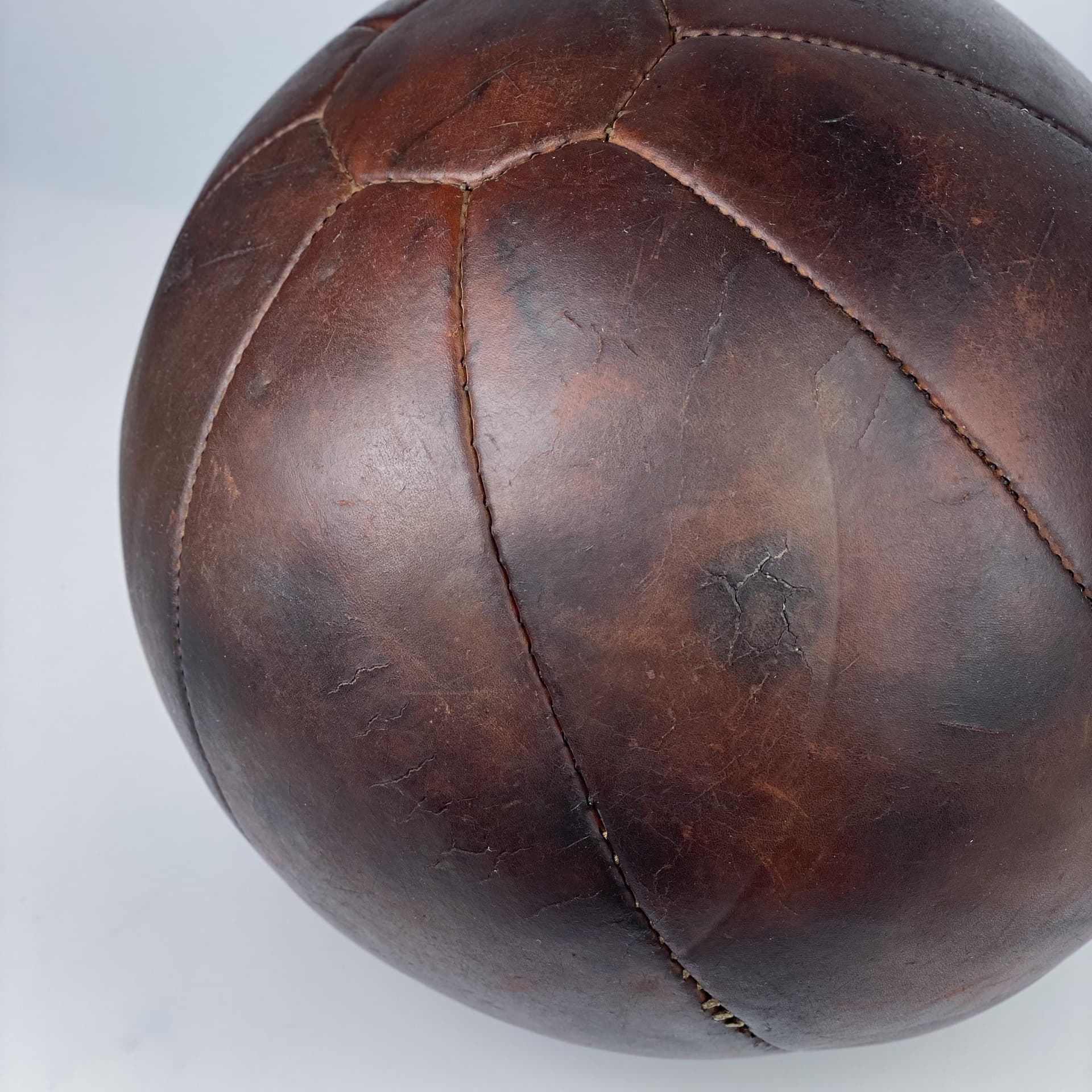 Medicine ball, dark brown natural leather, Germany, 1960s. - 97026