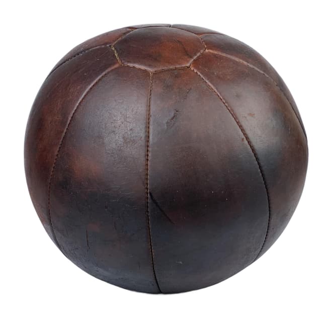 Medicine ball, dark brown natural leather, Germany, 1960s. - DIMENSION