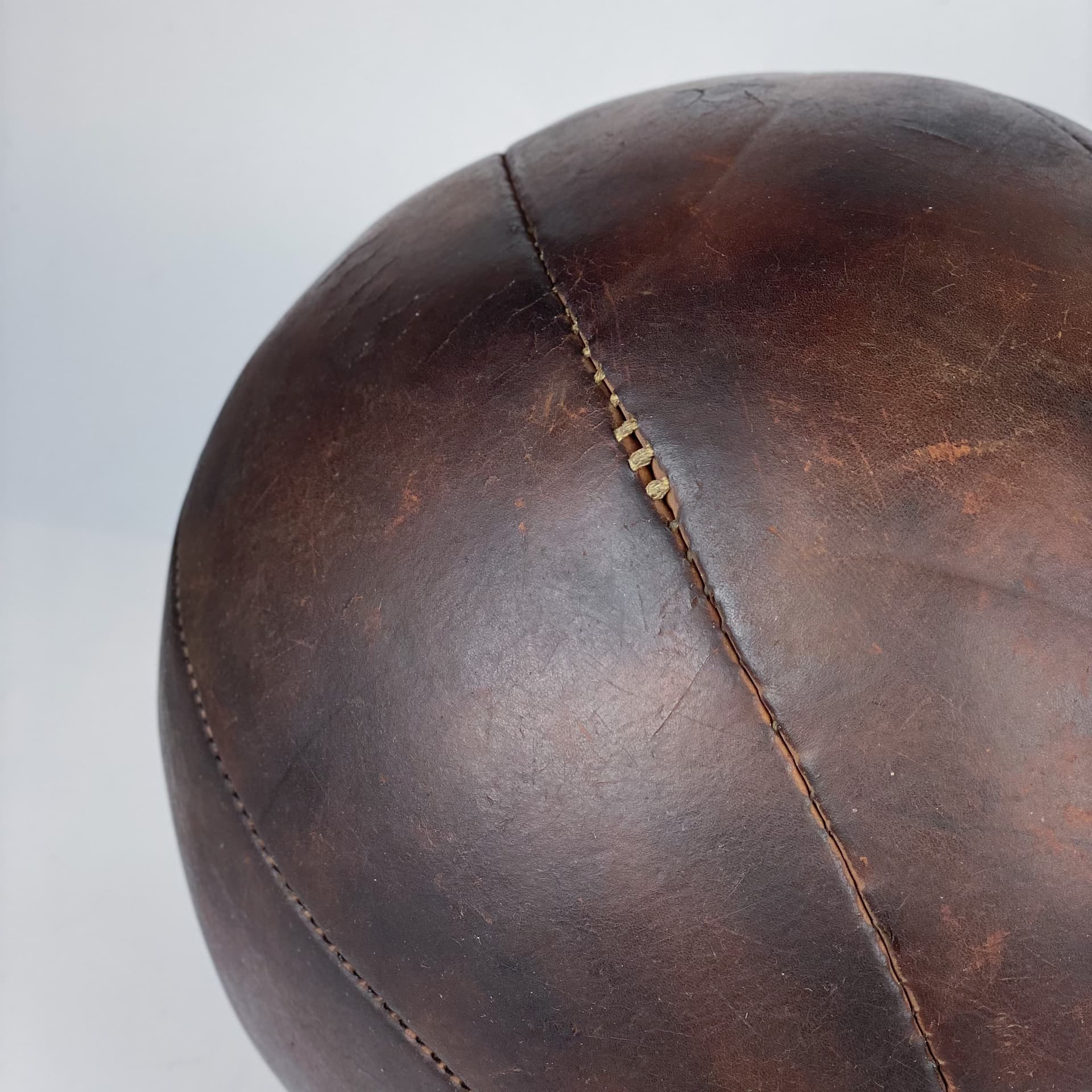 Medicine ball, dark brown natural leather, Germany, 1960s. - 97028