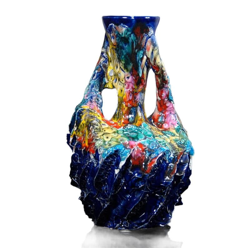 Kolorowy wazon ceramiczny, Vallauris, Francja, lata 60. - 7201