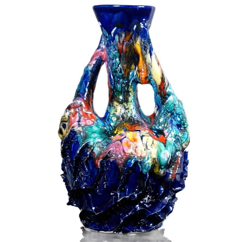 Kolorowy wazon ceramiczny, Vallauris, Francja, lata 60. - 7204