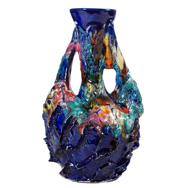 Kolorowy wazon ceramiczny, Vallauris, Francja, lata 60.