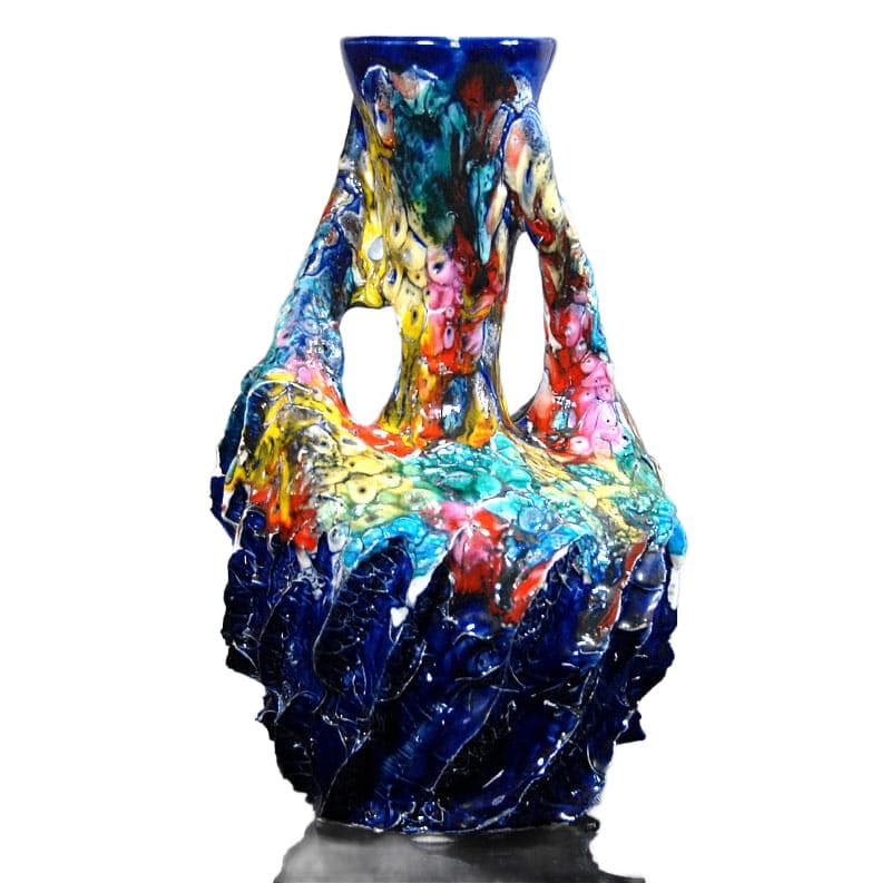 Kolorowy wazon ceramiczny, Vallauris, Francja, lata 60. - 7205