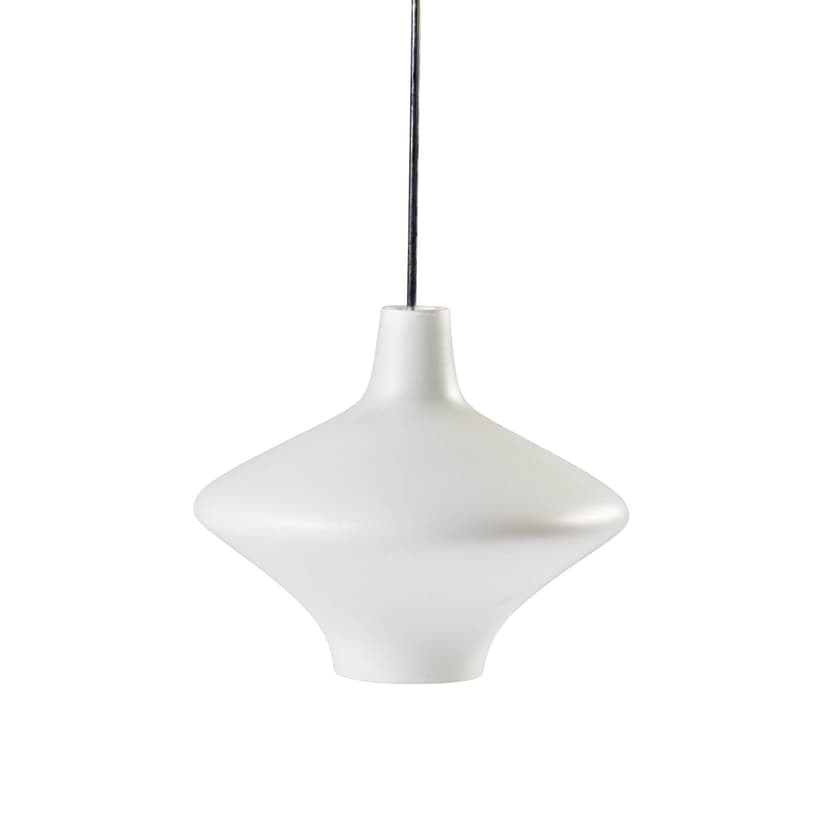 Pendant lamp, white glass, by K. Wolf, Czechoslovakia, 1960s.