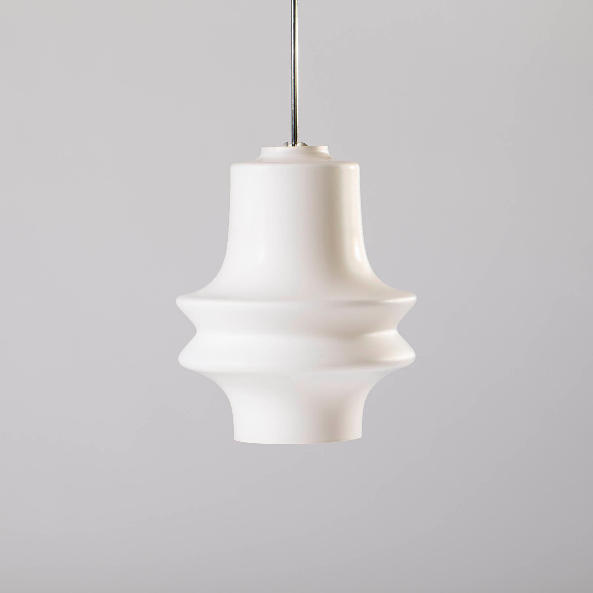 Pendant lamp, white glass, by K. Wolf, Czechoslovakia, 1960s. - 97295