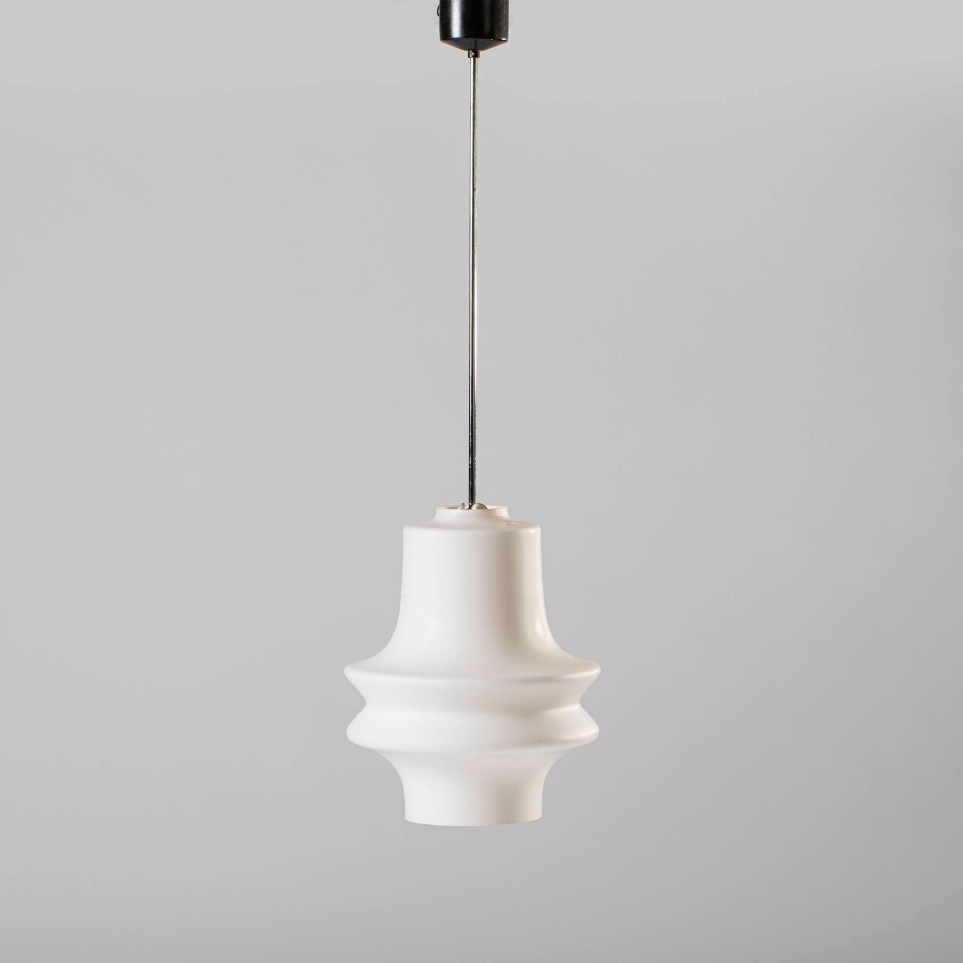 Pendant lamp, white glass, by K. Wolf, Czechoslovakia, 1960s. - 97296