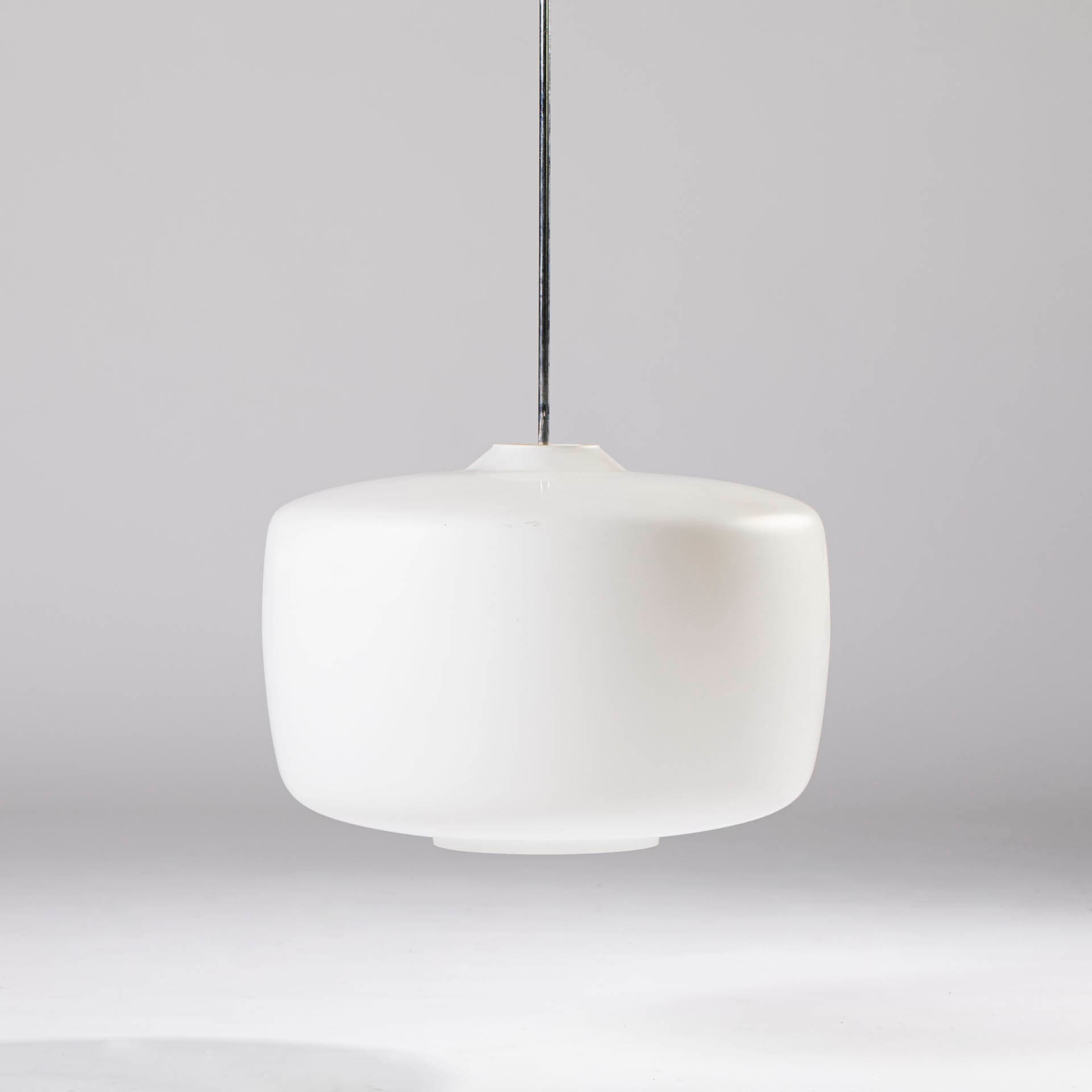 Pendant lamp, white glass, by K. Wolf, Czechoslovakia, 1960s. - 97301