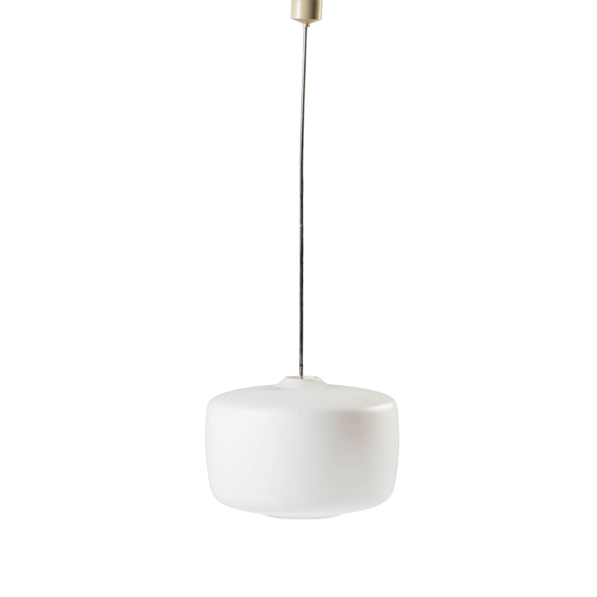 Pendant lamp, white glass, by K. Wolf, Czechoslovakia, 1960s.