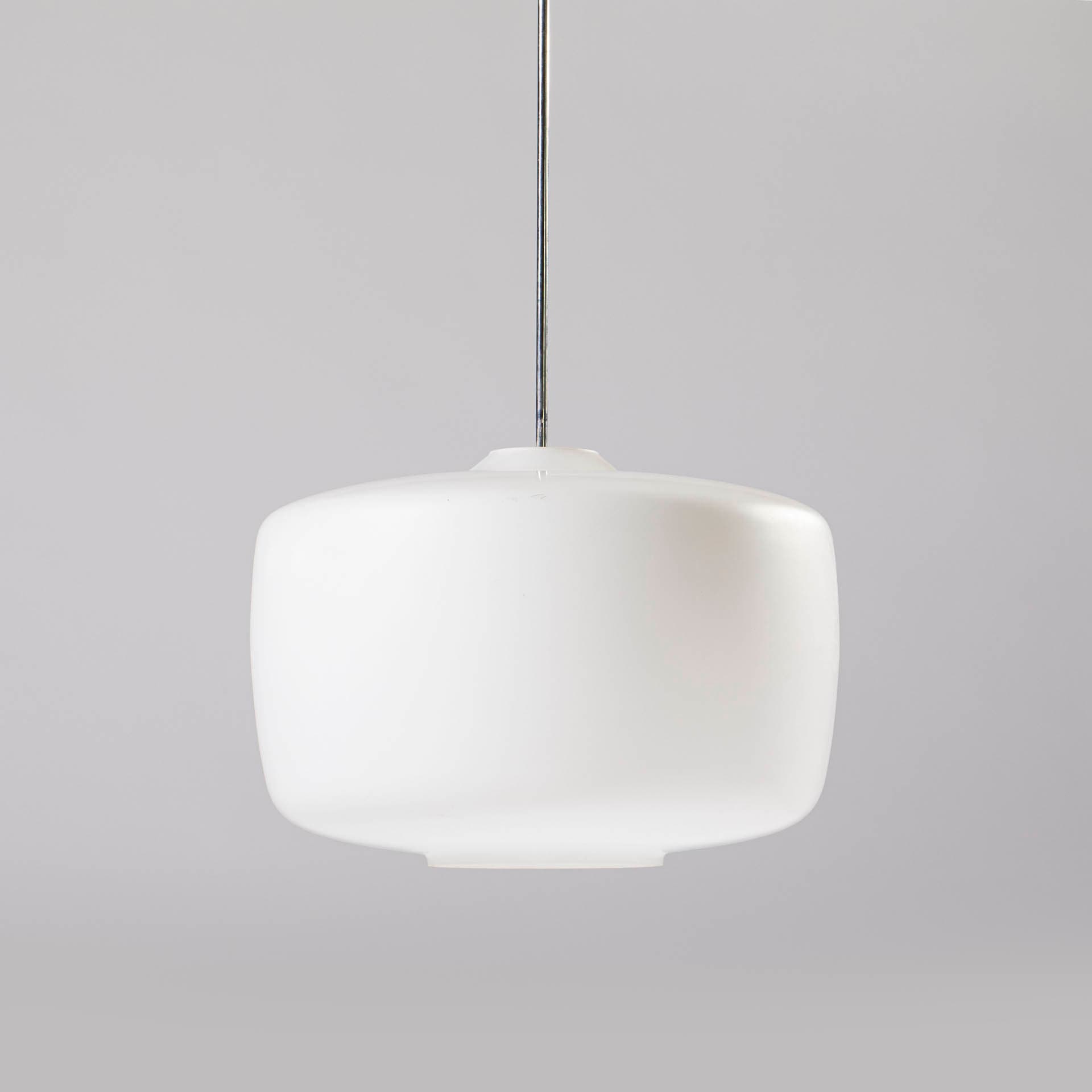 Pendant lamp, white glass, by K. Wolf, Czechoslovakia, 1960s. - 97306