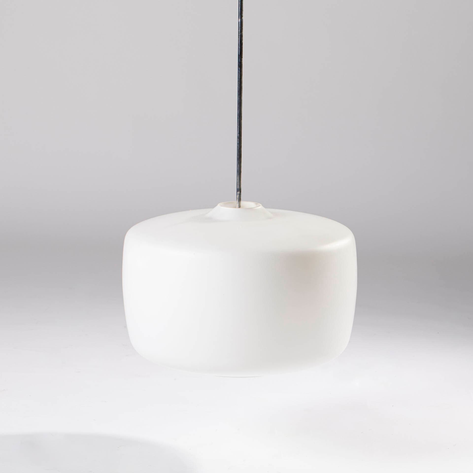 Pendant lamp, white glass, by K. Wolf, Czechoslovakia, 1960s. - 97305