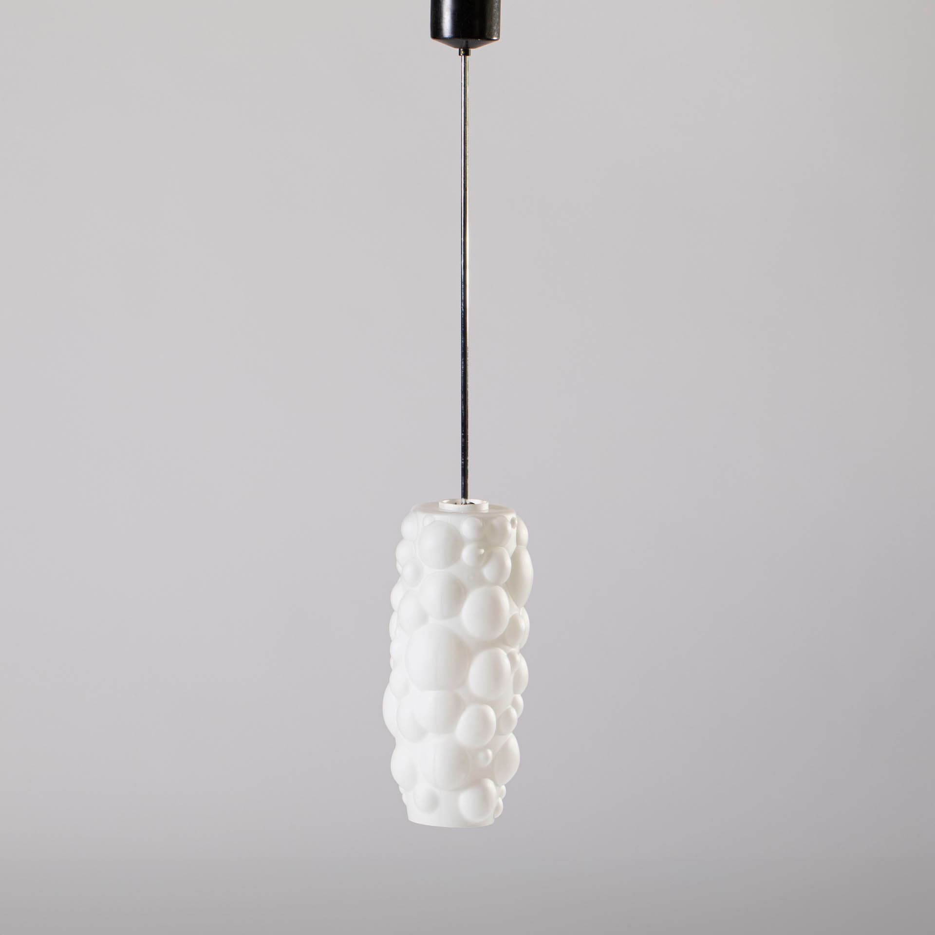 Pendant lamp, white glass, by K. Wolf, Czechoslovakia, 1960s. - 97312