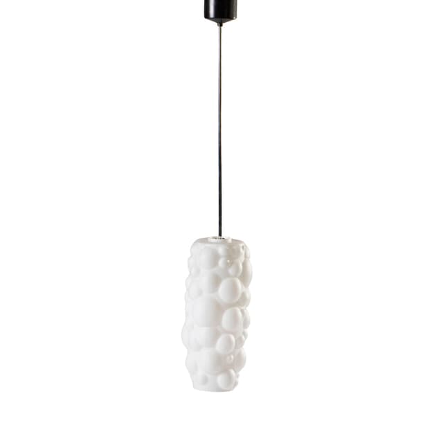 Pendant lamp, white glass, by K. Wolf, Czechoslovakia, 1960s. - DIMENSION