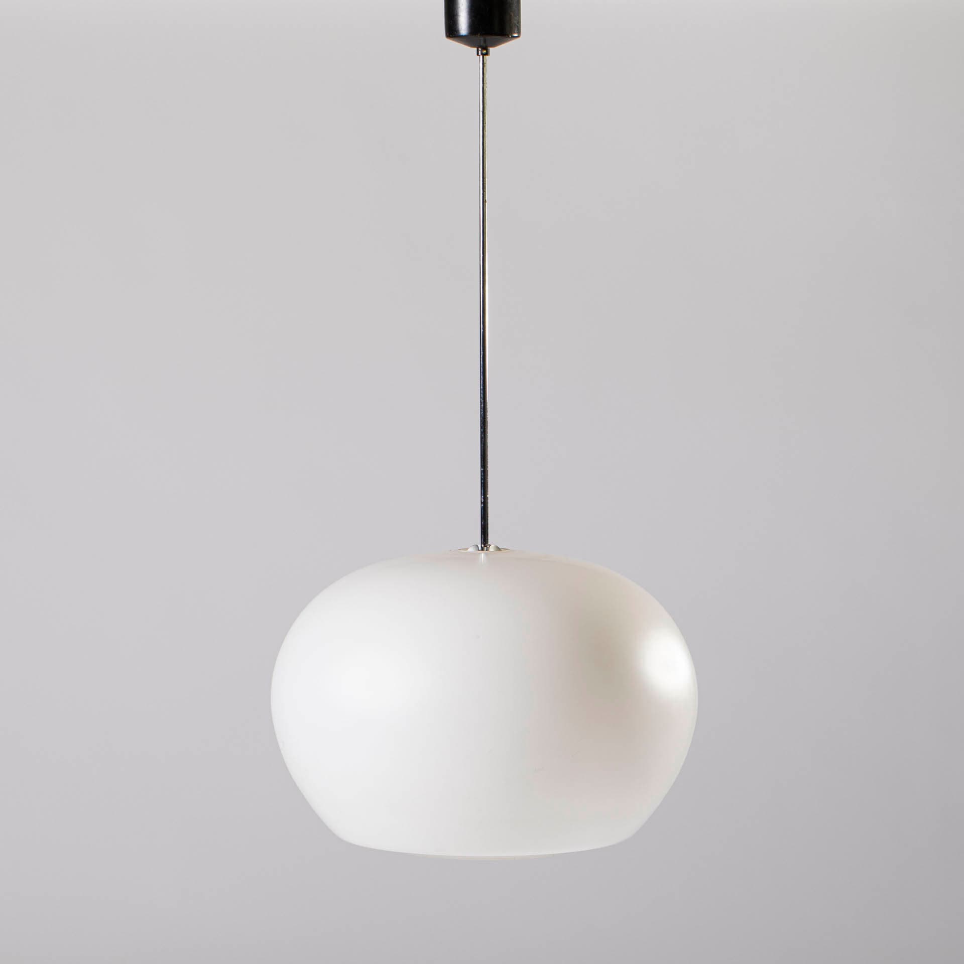 Pendant lamp, white glass, by K. Wolf, Czechoslovakia, 1960s. - 97327