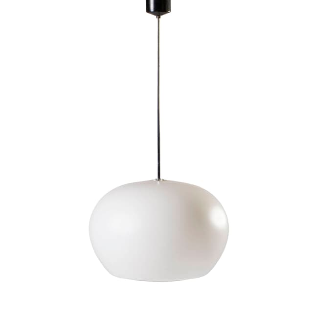Pendant lamp, white glass, by K. Wolf, Czechoslovakia, 1960s. - DIMENSION