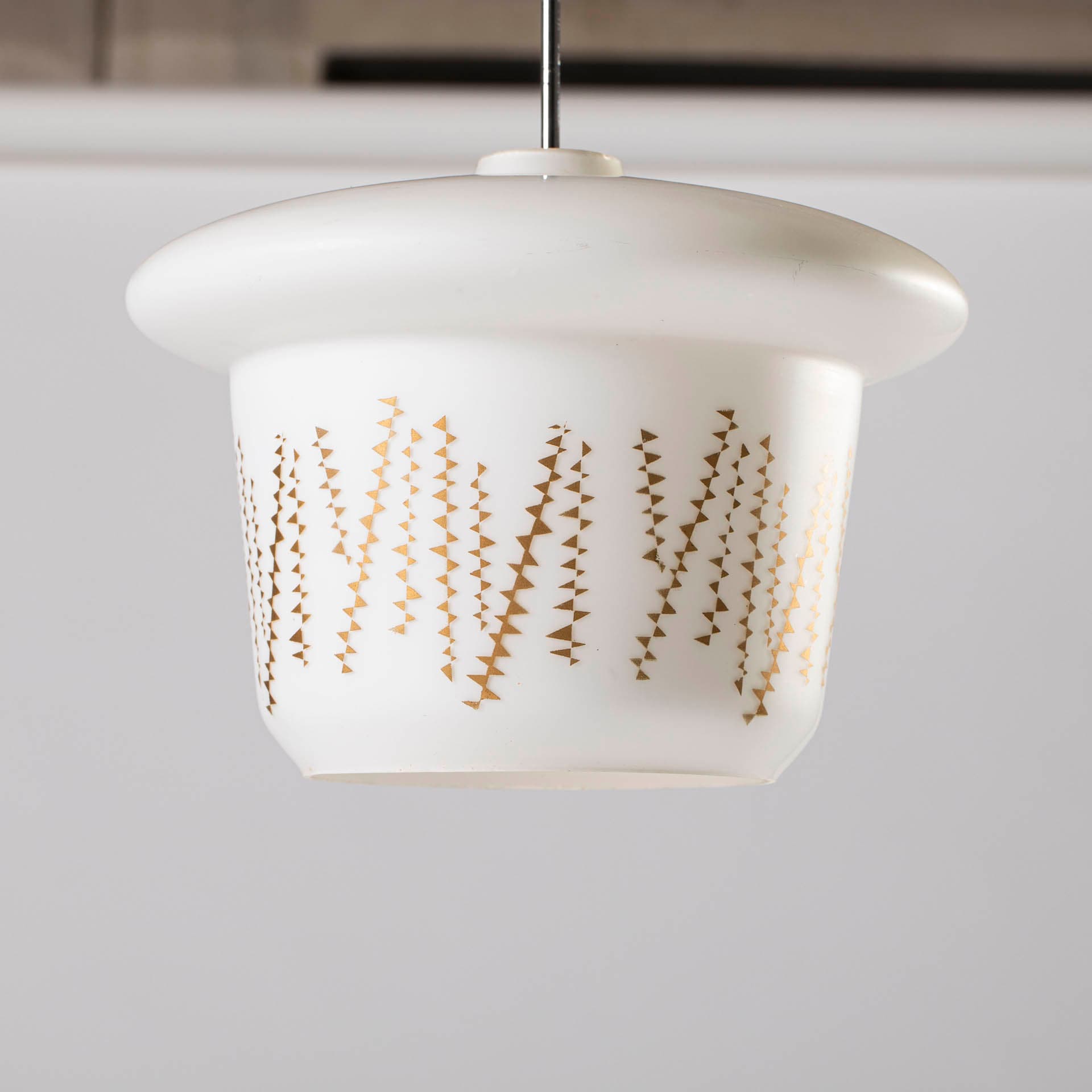 Pendant lamp, white glass, by K. Wolf, Czechoslovakia, 1960s. - 97338