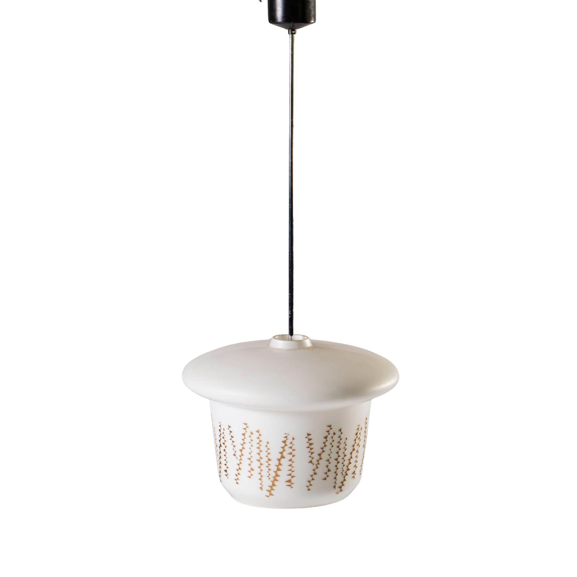 Pendant lamp, white glass, by K. Wolf, Czechoslovakia, 1960s.