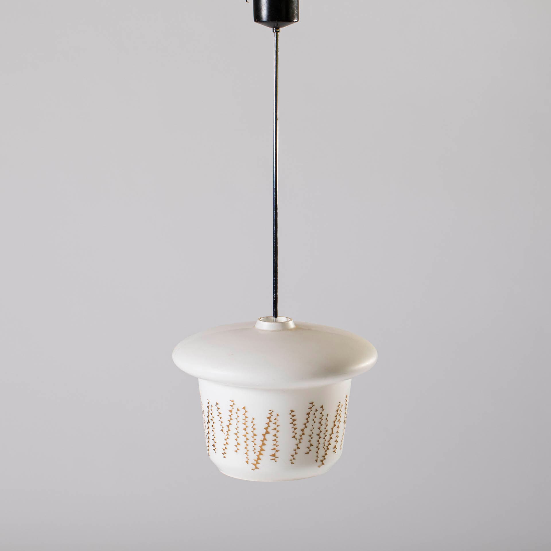 Pendant lamp, white glass, by K. Wolf, Czechoslovakia, 1960s. - 97336