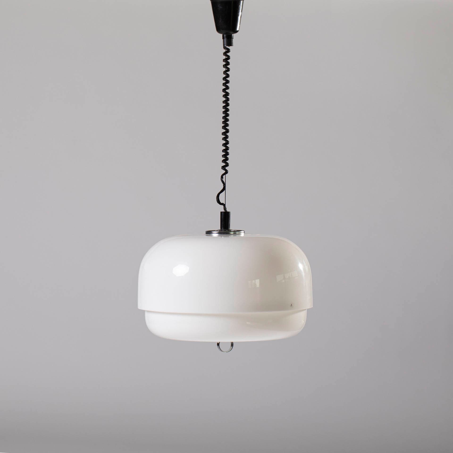 Pendant Lamp Space Age, white plastic, by H. Guzzini, Slovenia, 1970s. - 97345