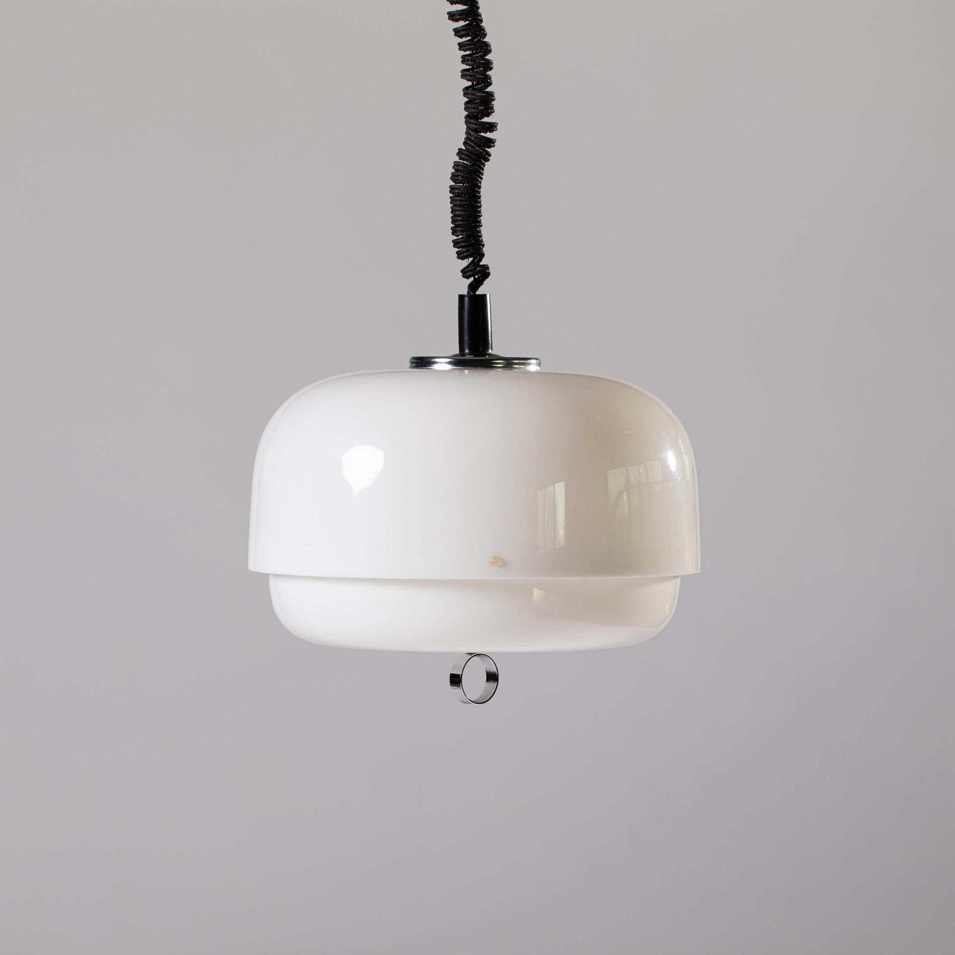 Pendant lamp Space Age, ivory white plastic, by H. Guzzini, Slovenia, 1970s. - 97352