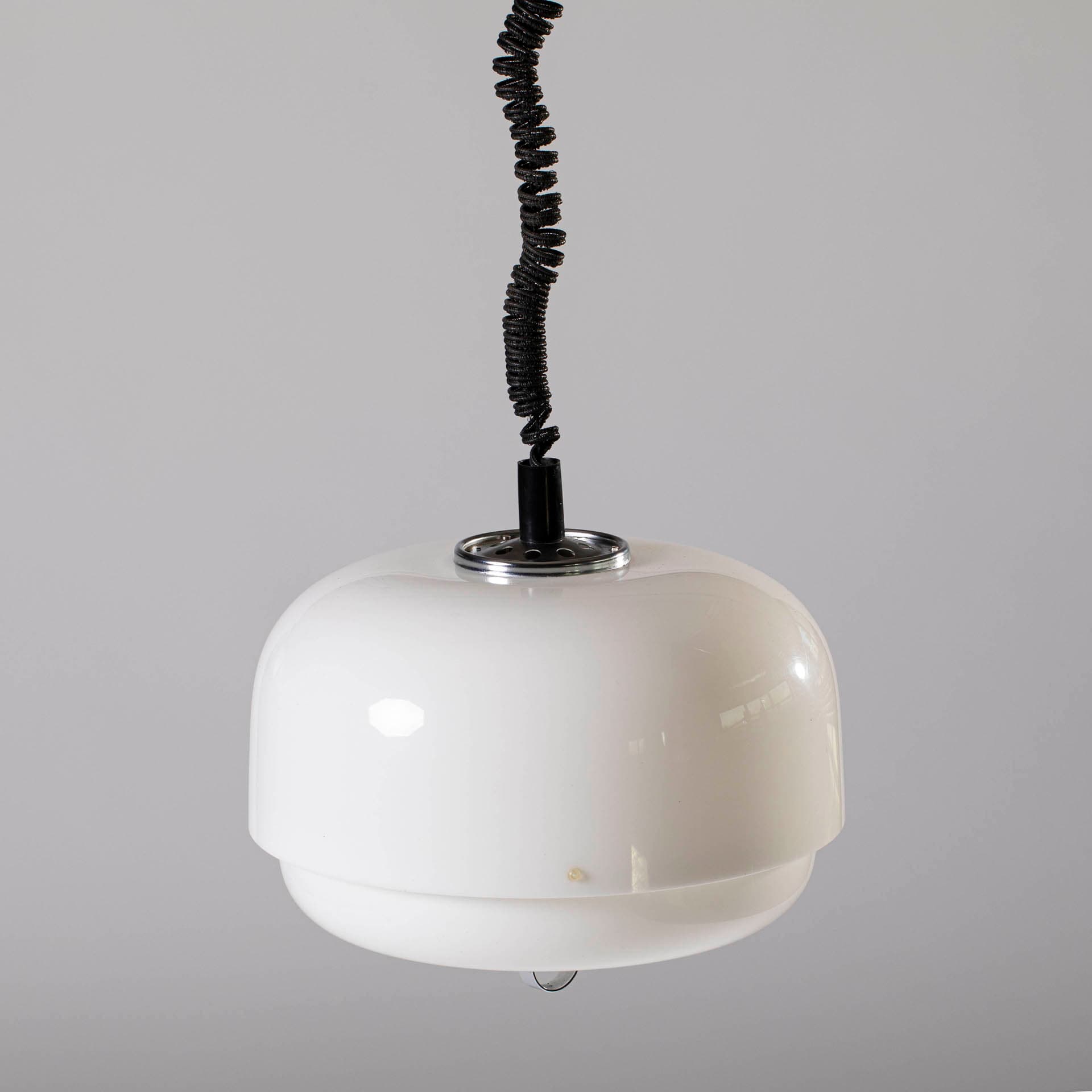 Pendant lamp Space Age, ivory white plastic, by H. Guzzini, Slovenia, 1970s. - 97354