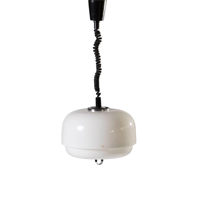 Pendant lamp Space Age, ivory white plastic, by H. Guzzini, Slovenia, 1970s. - DIMENSION