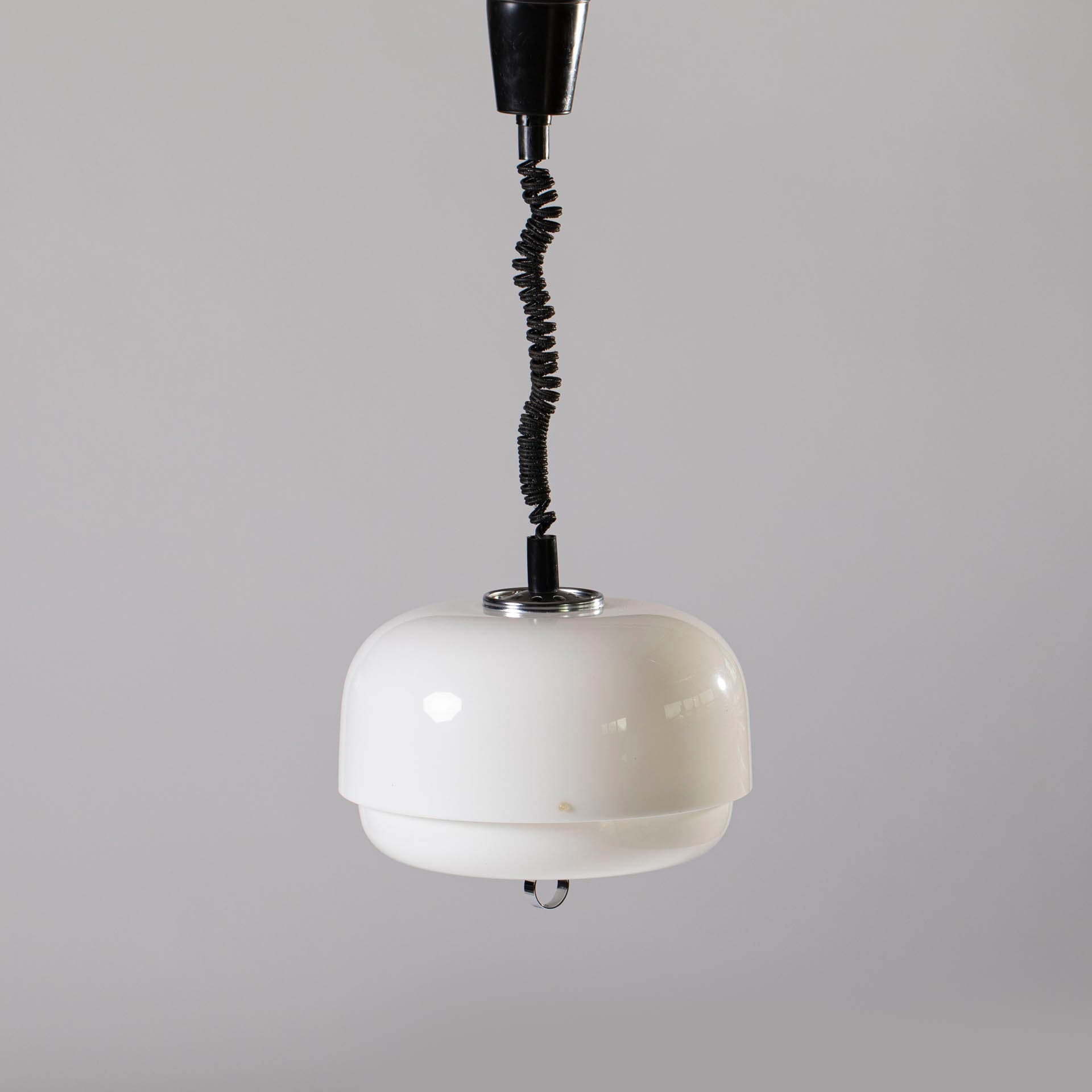 Pendant lamp Space Age, ivory white plastic, by H. Guzzini, Slovenia, 1970s. - 97351