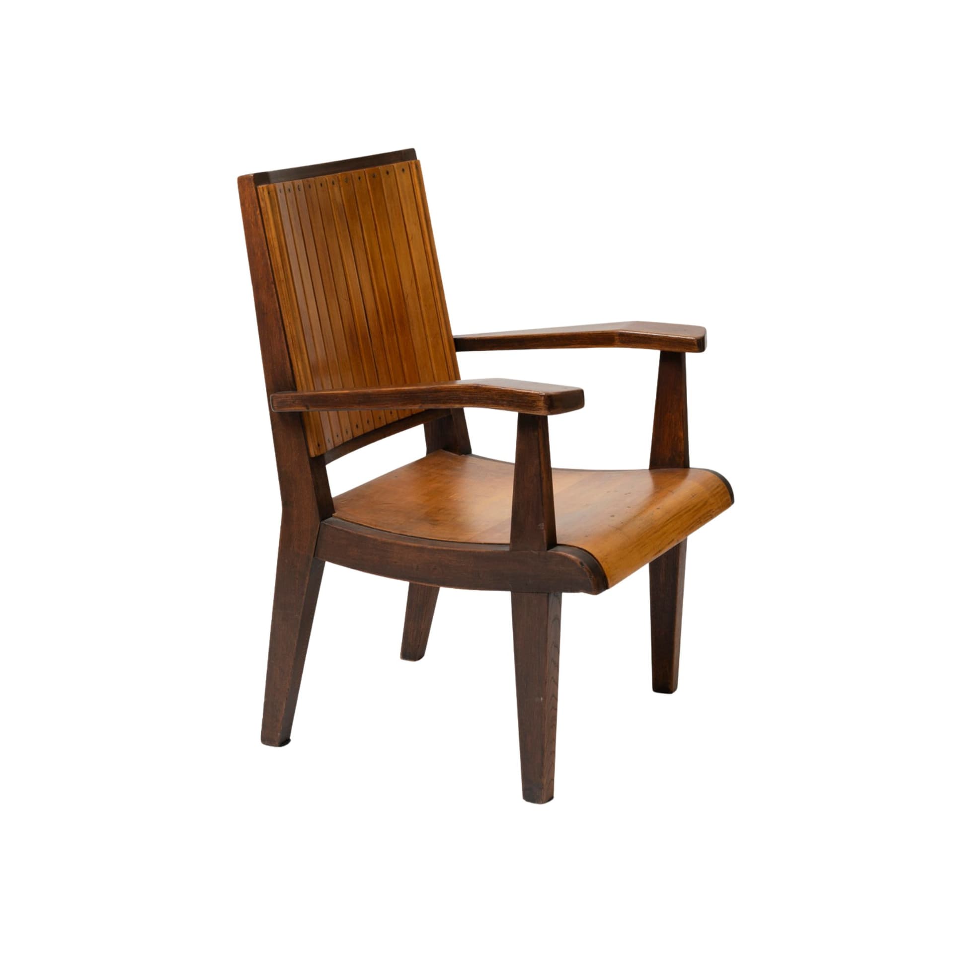 Fotel, dąb jasnobrązowy, proj. O. Szlekys, Polska, lata 60.