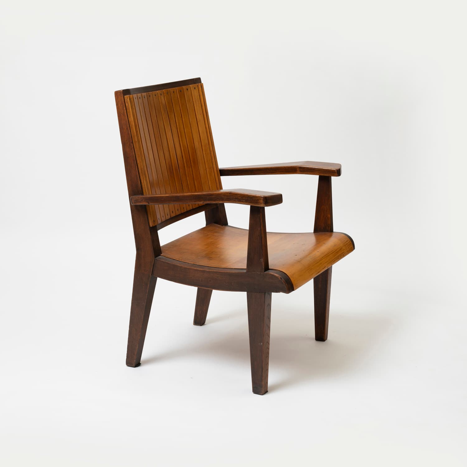 Fotel, dąb jasnobrązowy, proj. O. Szlekys, Polska, lata 60. - 97417